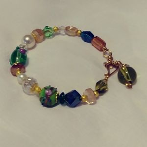 Beaded bangle bracelet (#2 green)